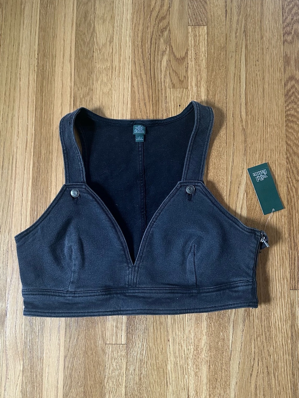 wild fable Black Cropped V-Neck Tank Top